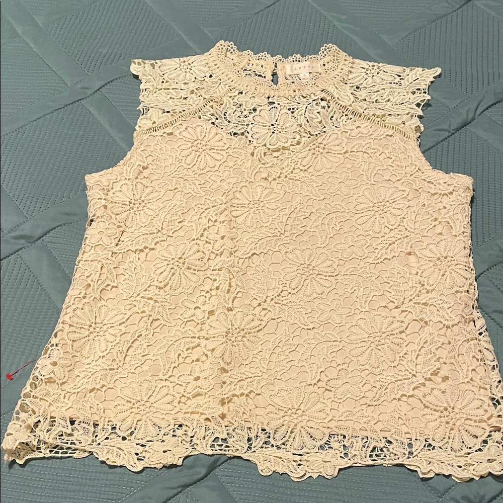Adiva Cream Floral Lace Blouse